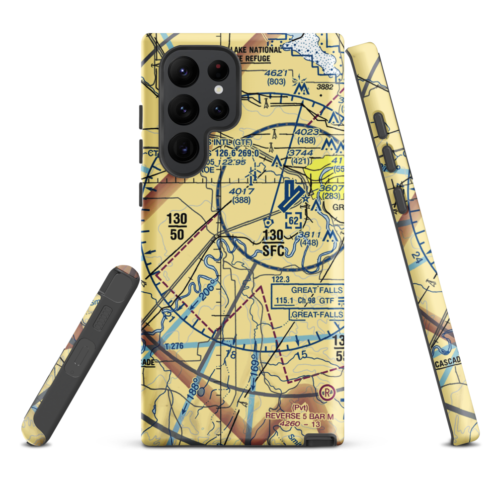 Buchanan Ranch Airport (MT75) VFR Sectional Samsung Phone Case Samsung Galaxy S22 Ultra model shown