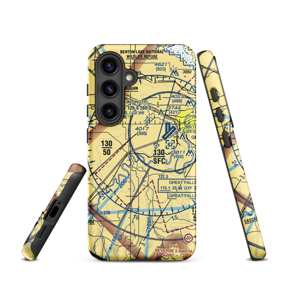 Buchanan Ranch Airport (MT75) VFR Sectional Samsung Phone Case Samsung Galaxy S24 model shown