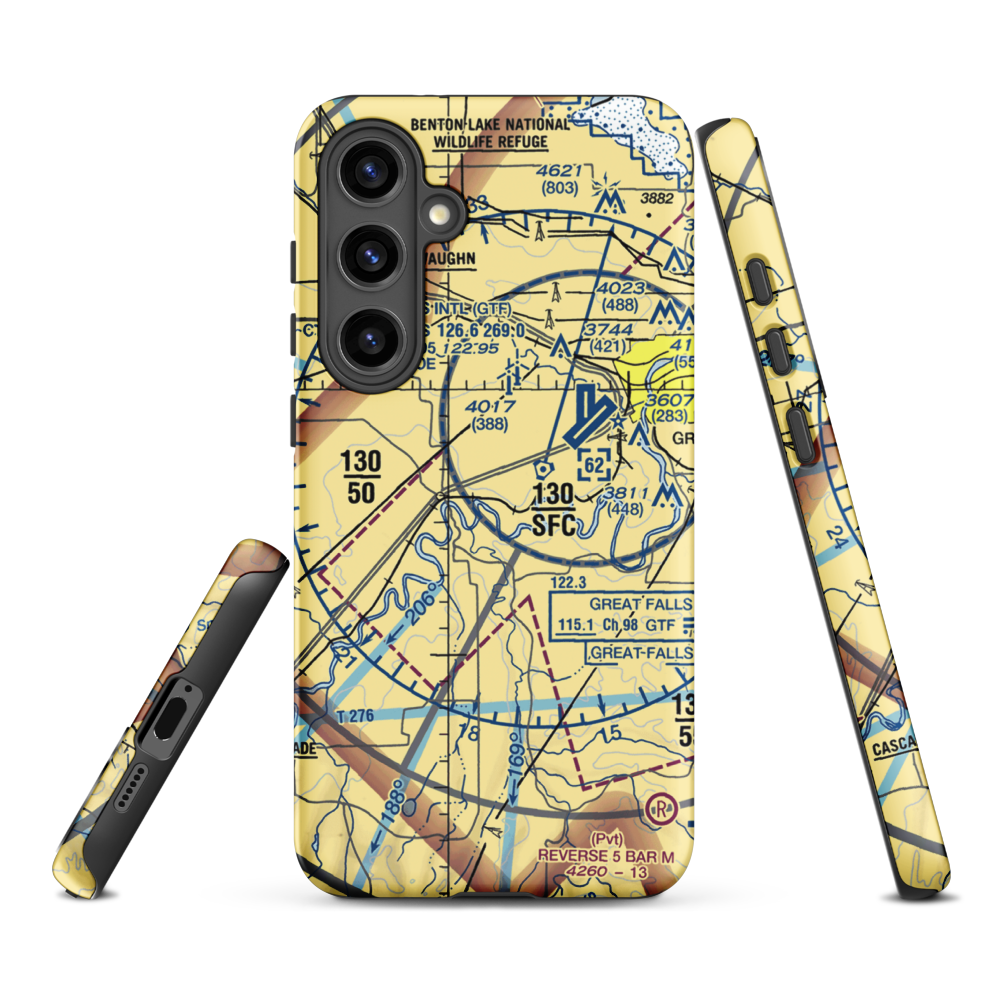 Buchanan Ranch Airport (MT75) VFR Sectional Samsung Phone Case Samsung Galaxy S24 Plus model shown