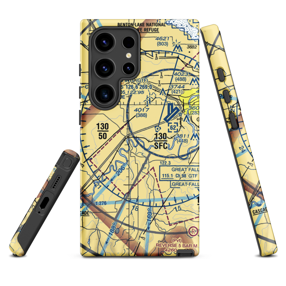 Buchanan Ranch Airport (MT75) VFR Sectional Samsung Phone Case Samsung Galaxy S24 Ultra model shown