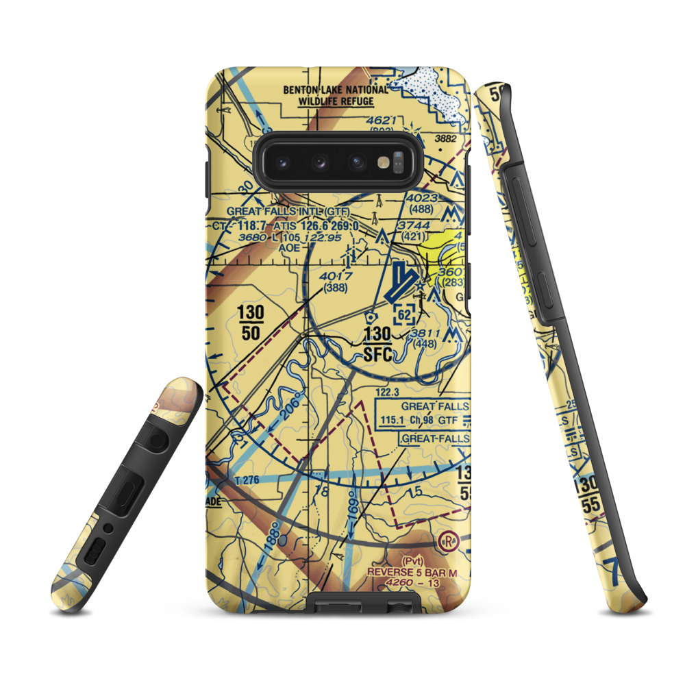 Buchanan Ranch Airport (MT75) VFR Sectional Samsung Phone Case Samsung Galaxy S10 Plus model shown