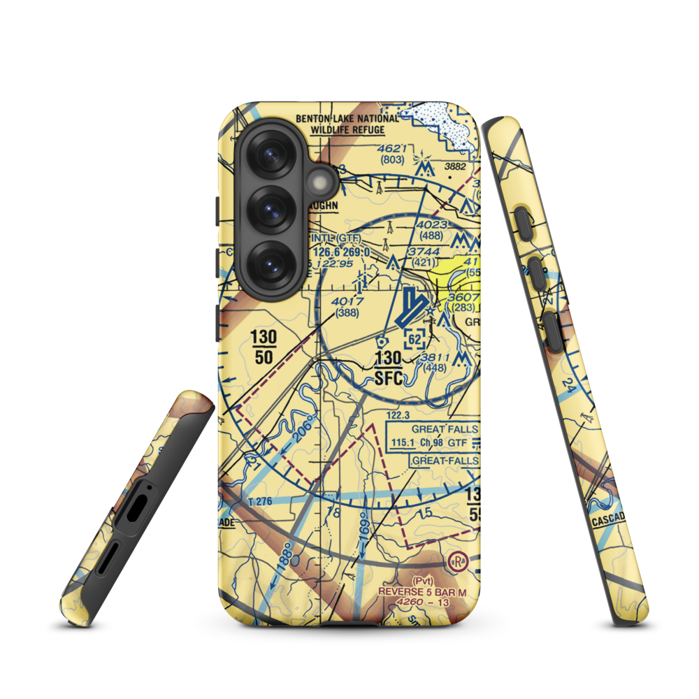 Buchanan Ranch Airport (MT75) VFR Sectional Samsung Phone Case Samsung Galaxy S25 model shown