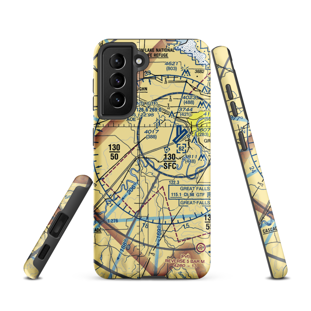Buchanan Ranch Airport (MT75) VFR Sectional Samsung Phone Case Samsung Galaxy S21 model shown