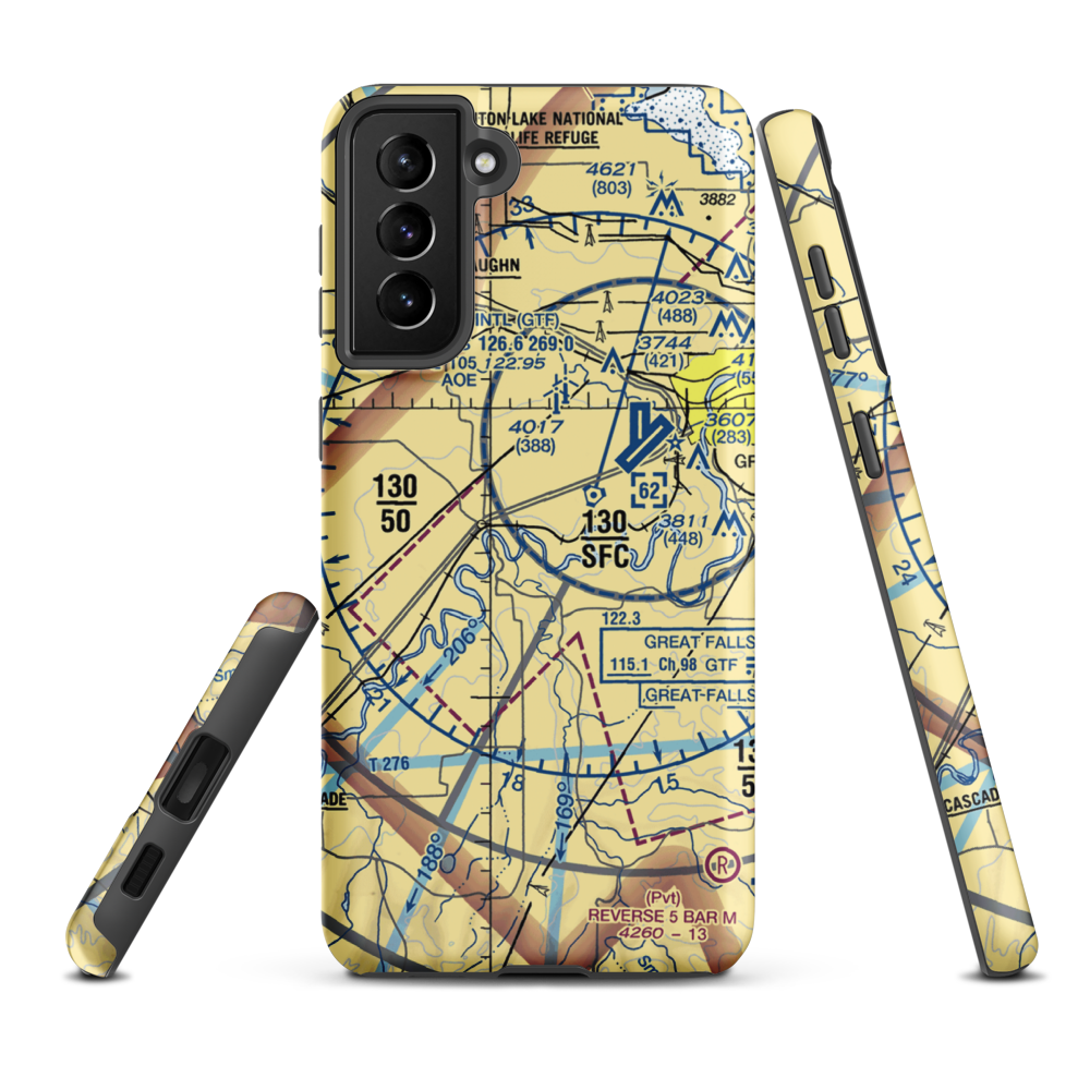 Buchanan Ranch Airport (MT75) VFR Sectional Samsung Phone Case Samsung Galaxy S21 FE model shown