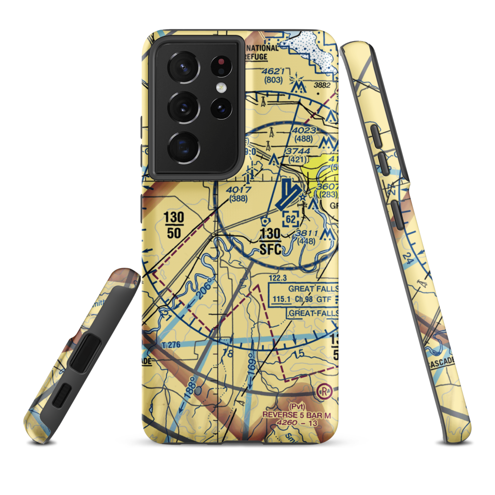 Buchanan Ranch Airport (MT75) VFR Sectional Samsung Phone Case Samsung Galaxy S21 Plus model shown