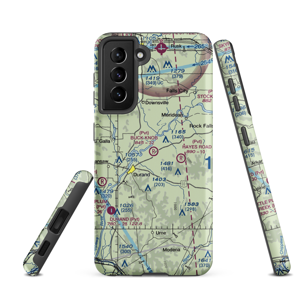 Buck Knob Airport (WI74) VFR Sectional Samsung Phone Case Samsung Galaxy S21 FE model shown
