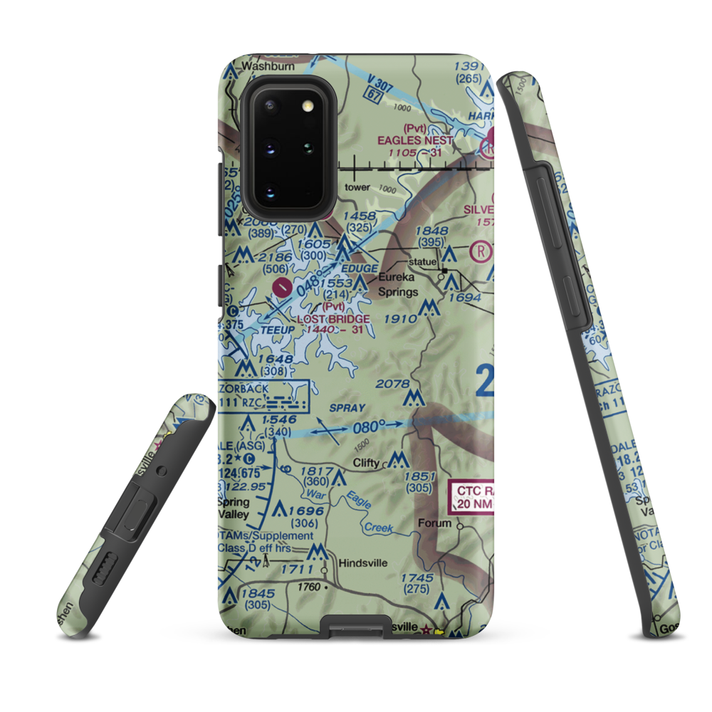 Buck Mountain Airport (18AR) VFR Sectional Samsung Phone Case Samsung Galaxy S20 Plus model shown