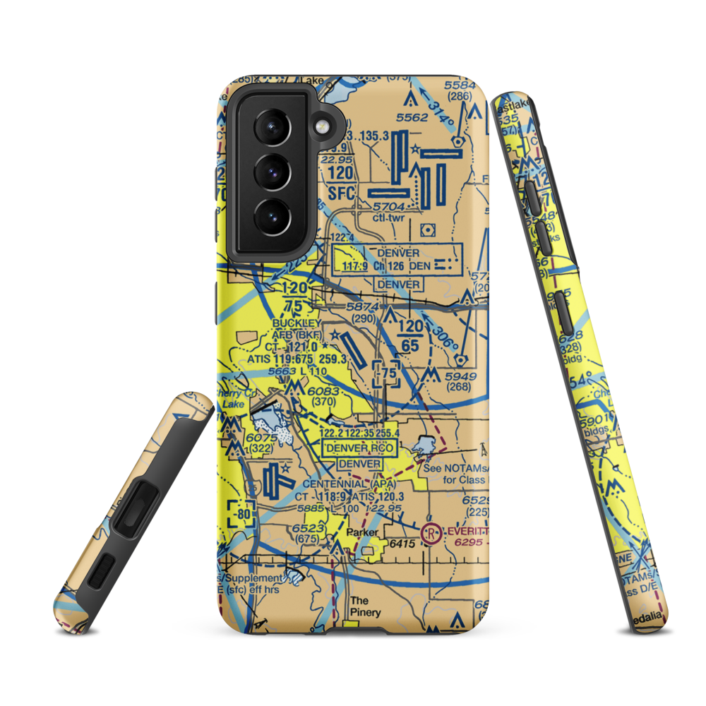 Buckley Air Force Base (BKF) VFR Sectional Samsung Phone Case Samsung Galaxy S21 FE model shown