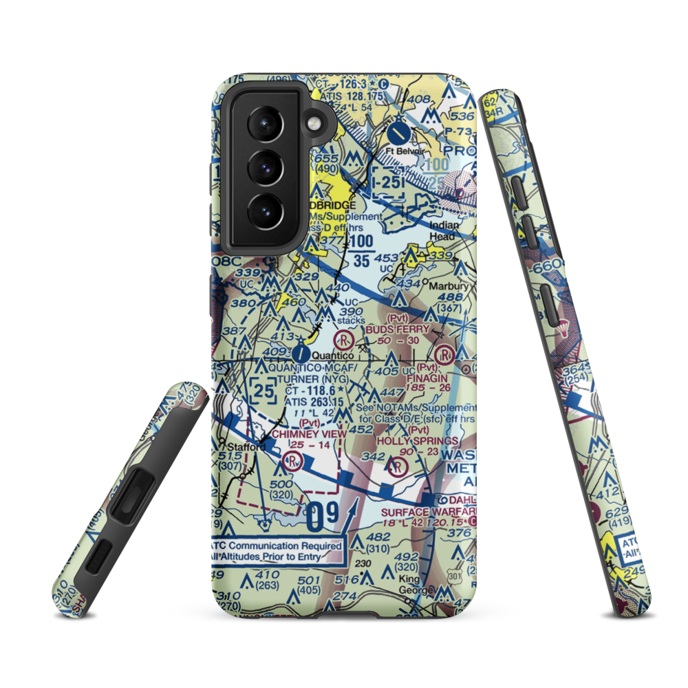 Buds Ferry Airport (MD39) VFR Sectional Samsung Phone Case Samsung Galaxy S21 FE model shown