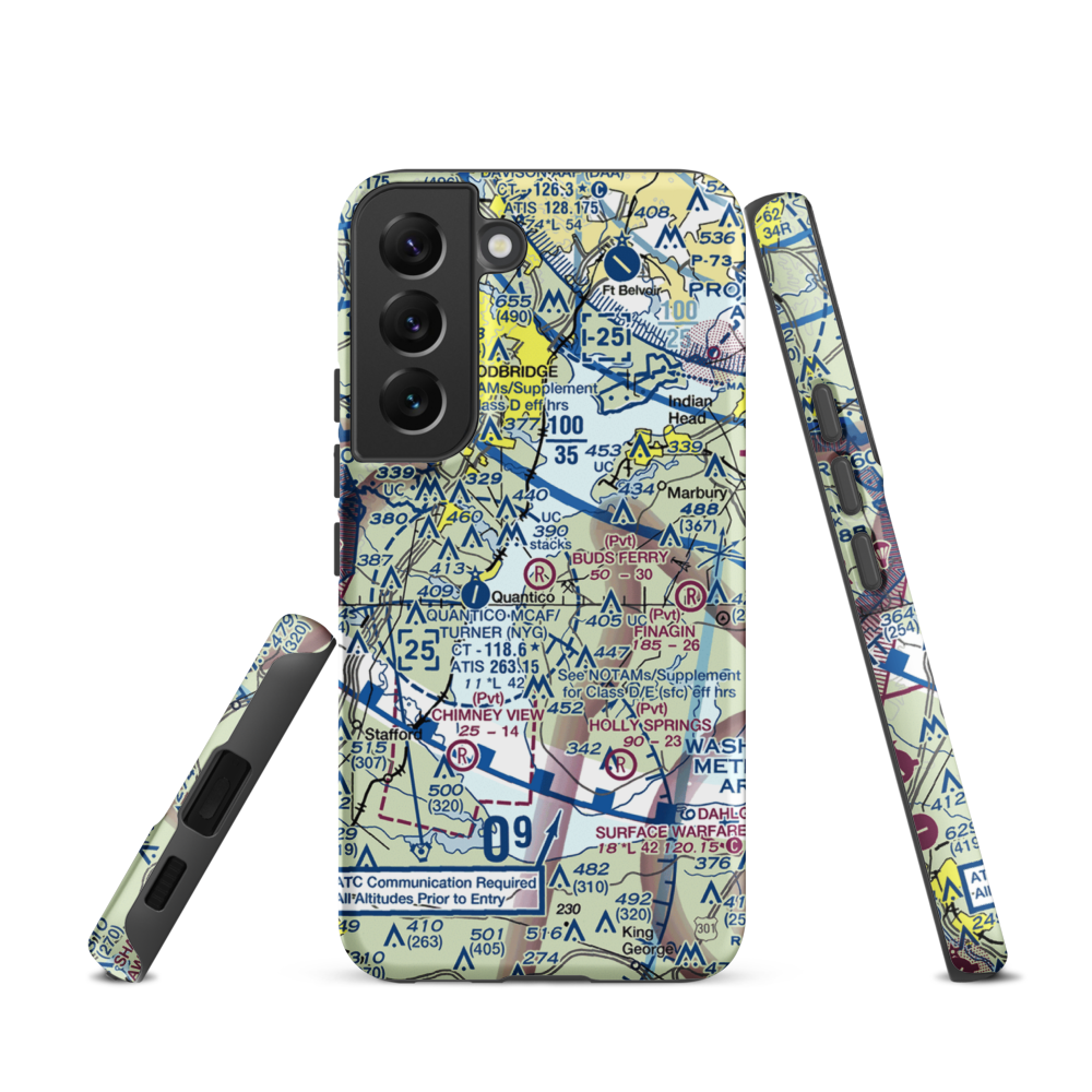 Buds Ferry Airport (MD39) VFR Sectional Samsung Phone Case Samsung Galaxy S22 model shown