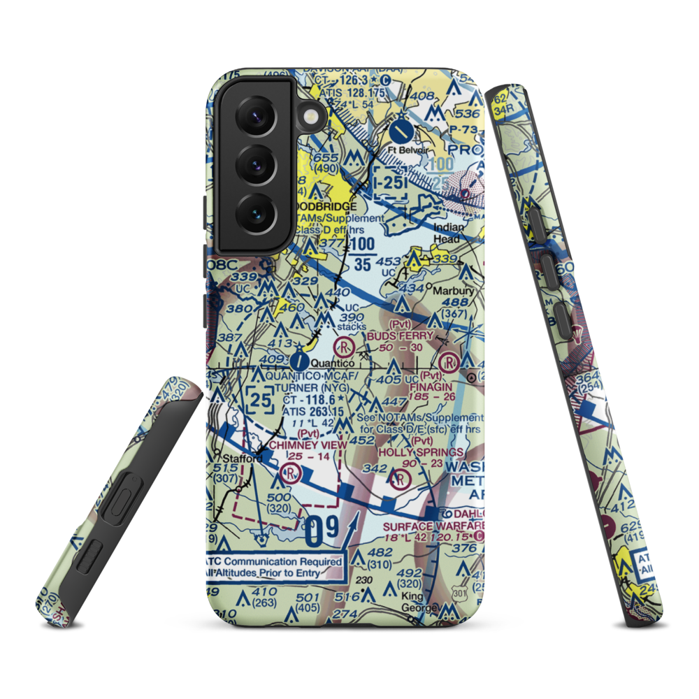 Buds Ferry Airport (MD39) VFR Sectional Samsung Phone Case Samsung Galaxy S22 Plus model shown