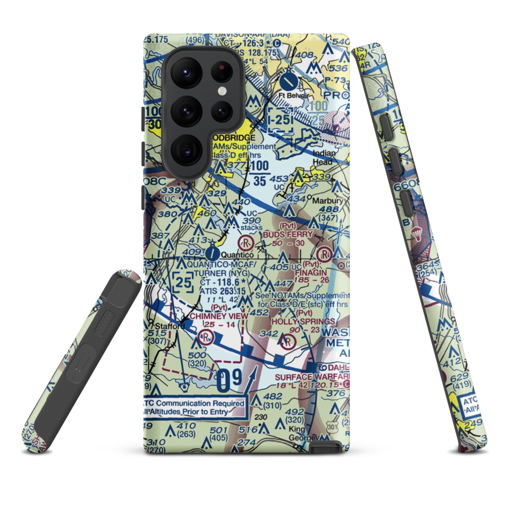 Buds Ferry Airport (MD39) VFR Sectional Samsung Phone Case Samsung Galaxy S22 Ultra model shown