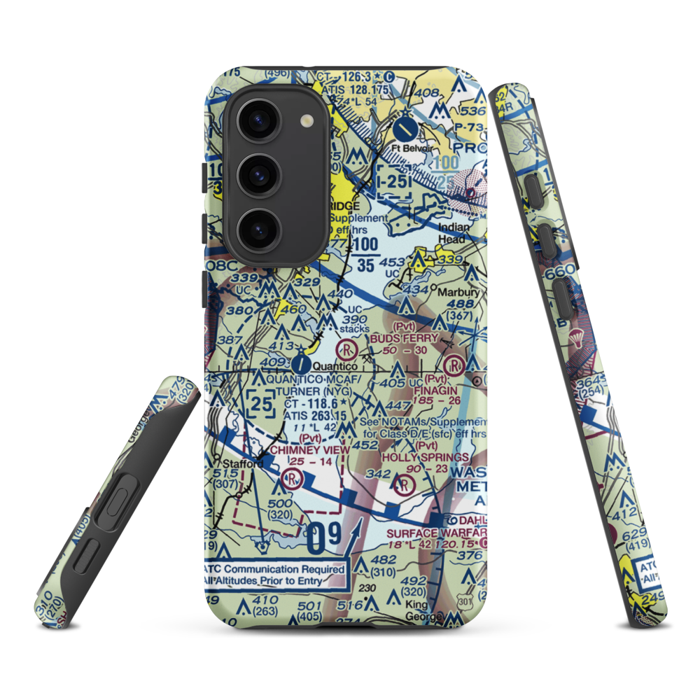 Buds Ferry Airport (MD39) VFR Sectional Samsung Phone Case Samsung Galaxy S23 Plus model shown