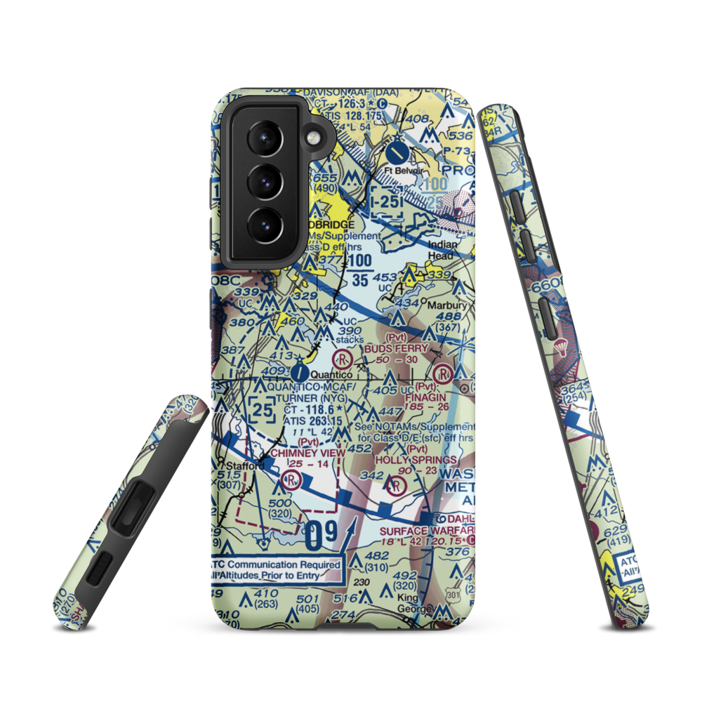 Buds Ferry Airport (MD39) VFR Sectional Samsung Phone Case Samsung Galaxy S21 model shown