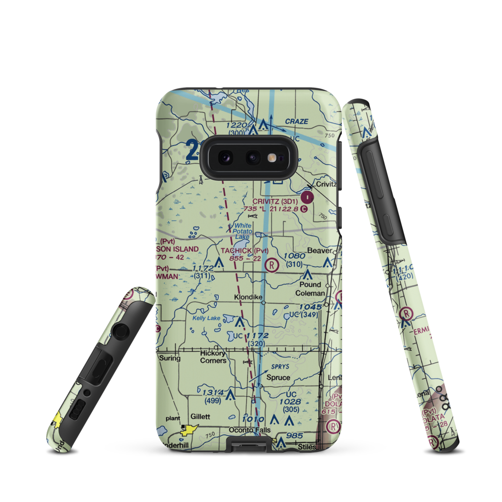 Buds Landing Airport (10WI) VFR Sectional Samsung Phone Case Samsung Galaxy S10e model shown