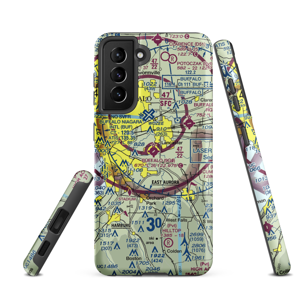 Buffalo Airfield (9G0) VFR Sectional Samsung Phone Case Samsung Galaxy S21 FE model shown