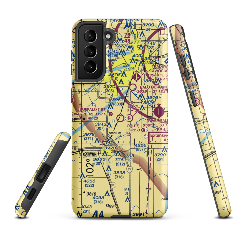 Buffalo Airport (1E7) VFR Sectional Samsung Phone Case Samsung Galaxy S21 Plus model shown