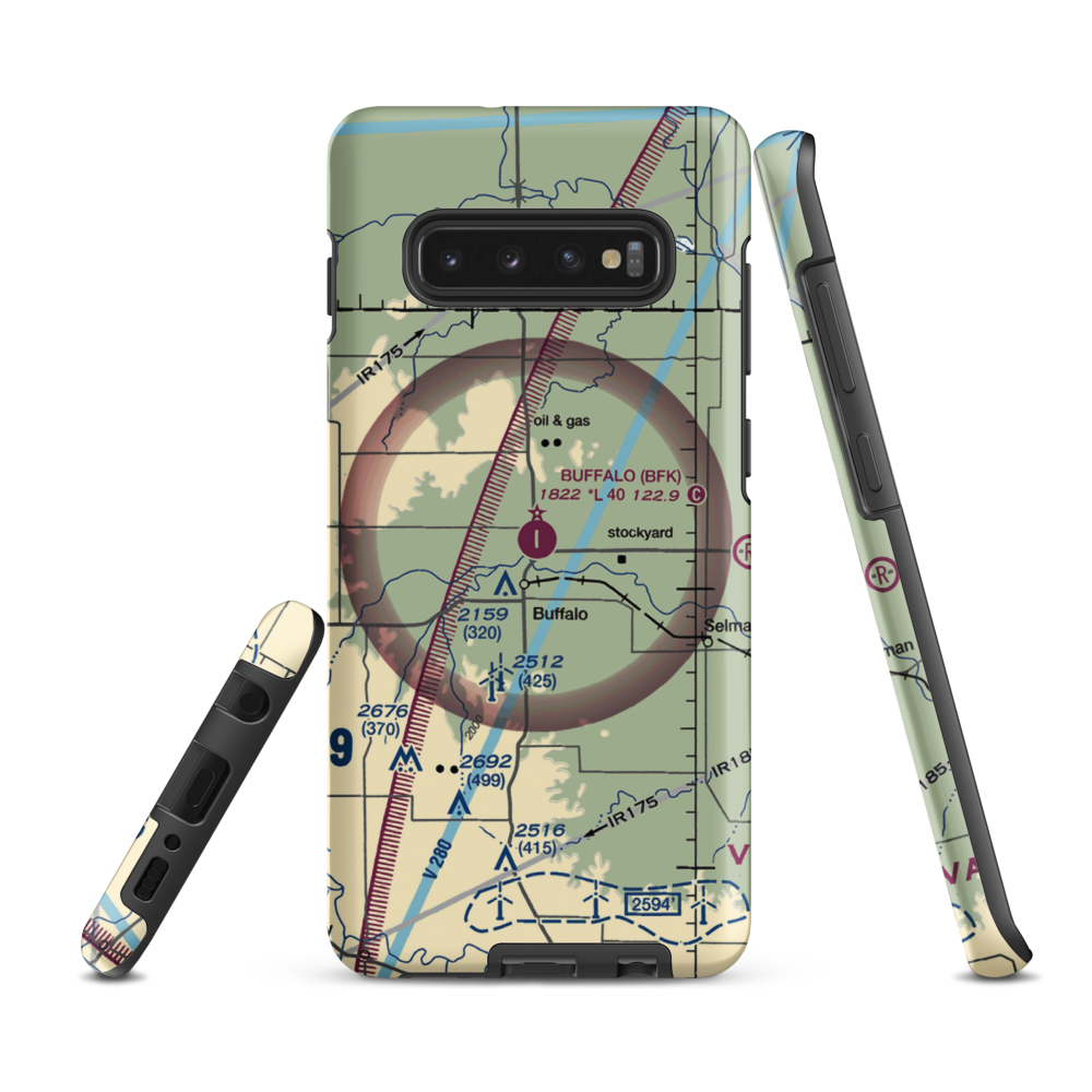 Buffalo Municipal Airport (BFK) VFR Sectional Samsung Phone Case Samsung Galaxy S10 Plus model shown
