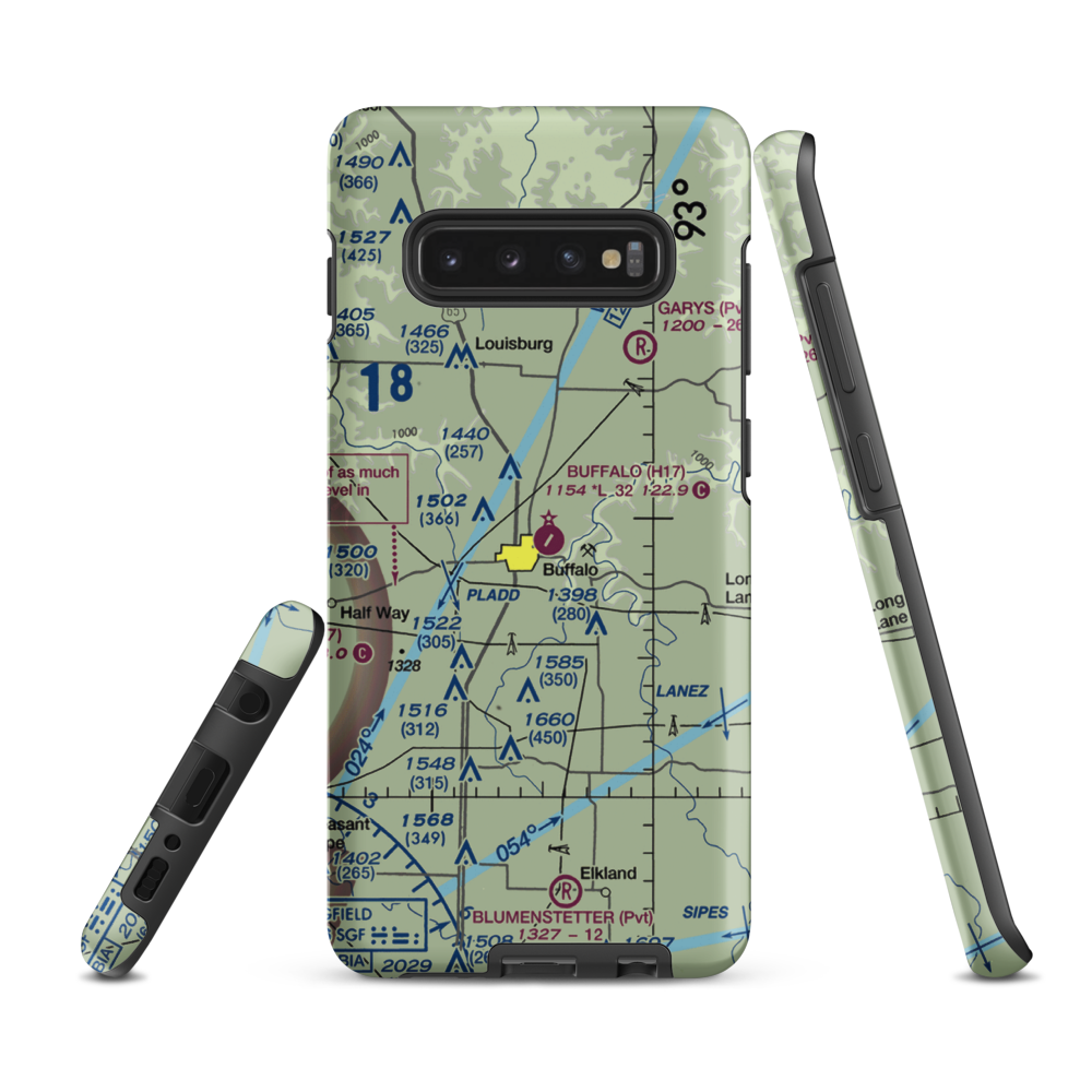 Buffalo Municipal Airport (H17) VFR Sectional Samsung Phone Case Samsung Galaxy S10 Plus model shown