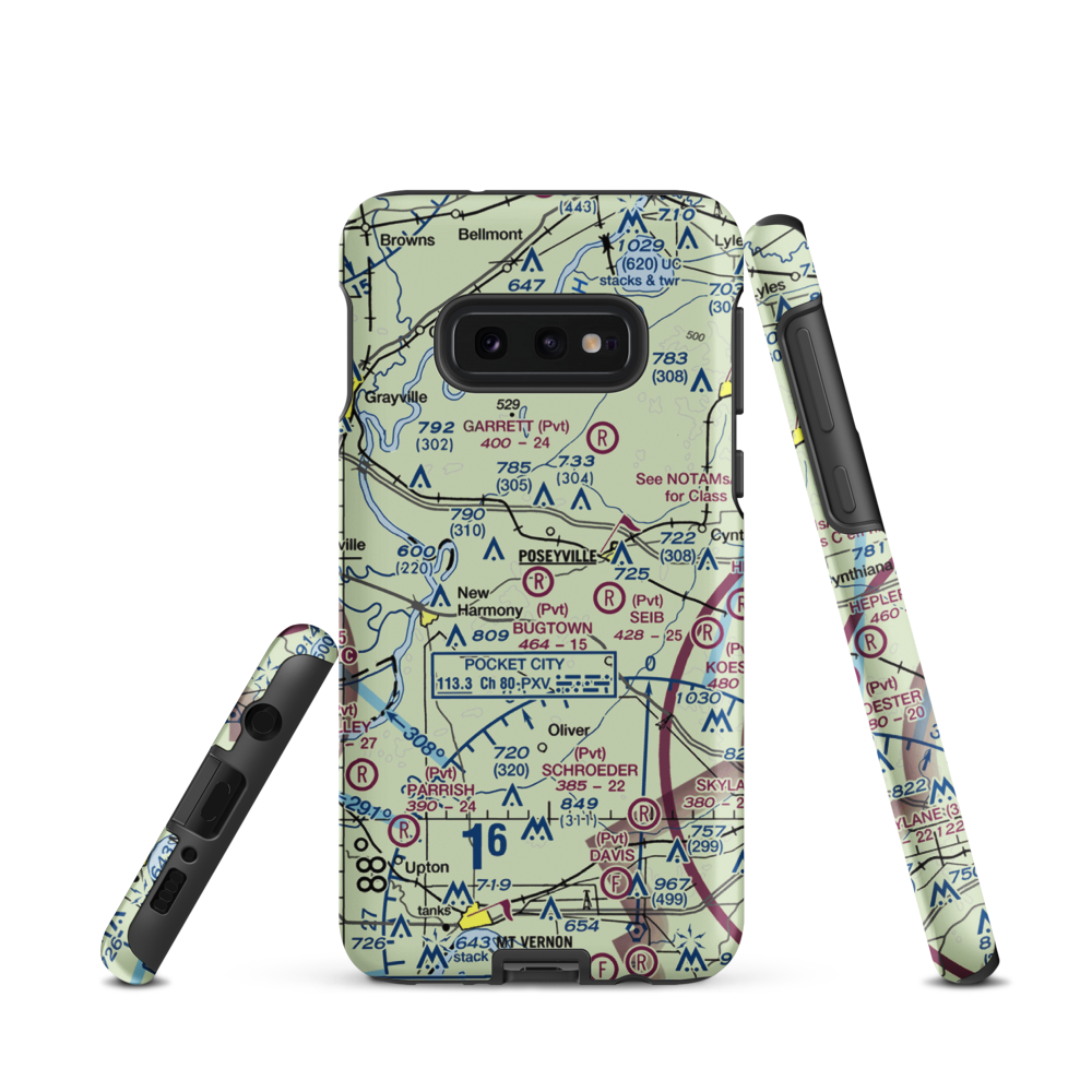 Bugtown Airport (15IN) VFR Sectional Samsung Phone Case Samsung Galaxy S10 Plus model shown