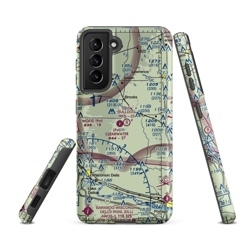 Bulldog Ranch Airport (2WI9) VFR Sectional Samsung Phone Case Samsung Galaxy S21 FE model shown