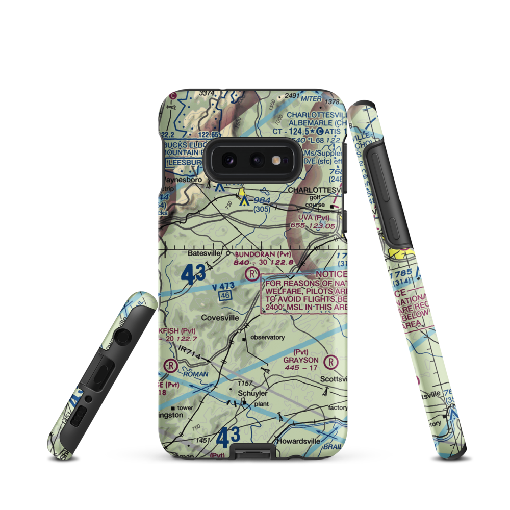 Bundoran Airport (VA18) VFR Sectional Samsung Phone Case Samsung Galaxy S10e model shown