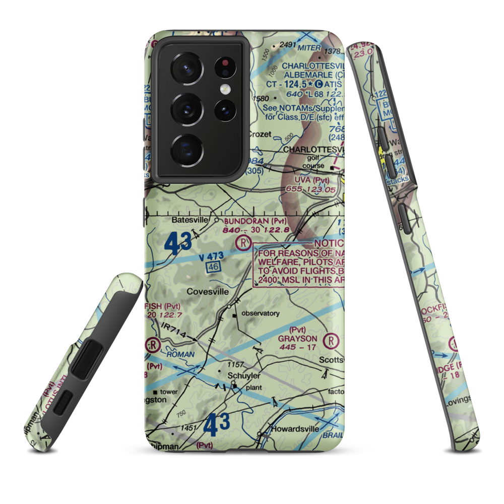 Bundoran Airport (VA18) VFR Sectional Samsung Phone Case Samsung Galaxy S21 Ultra model shown