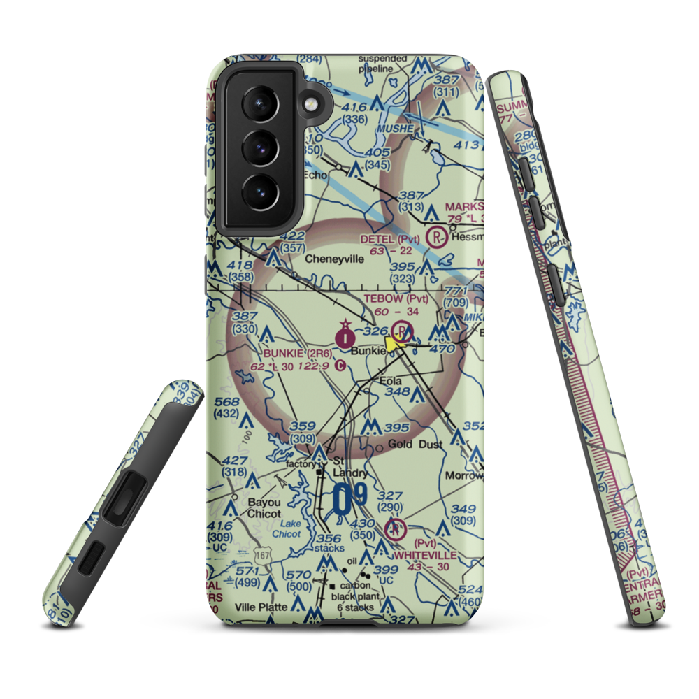 Bunkie Municipal Airport (2R6) VFR Sectional Samsung Phone Case Samsung Galaxy S21 Plus model shown