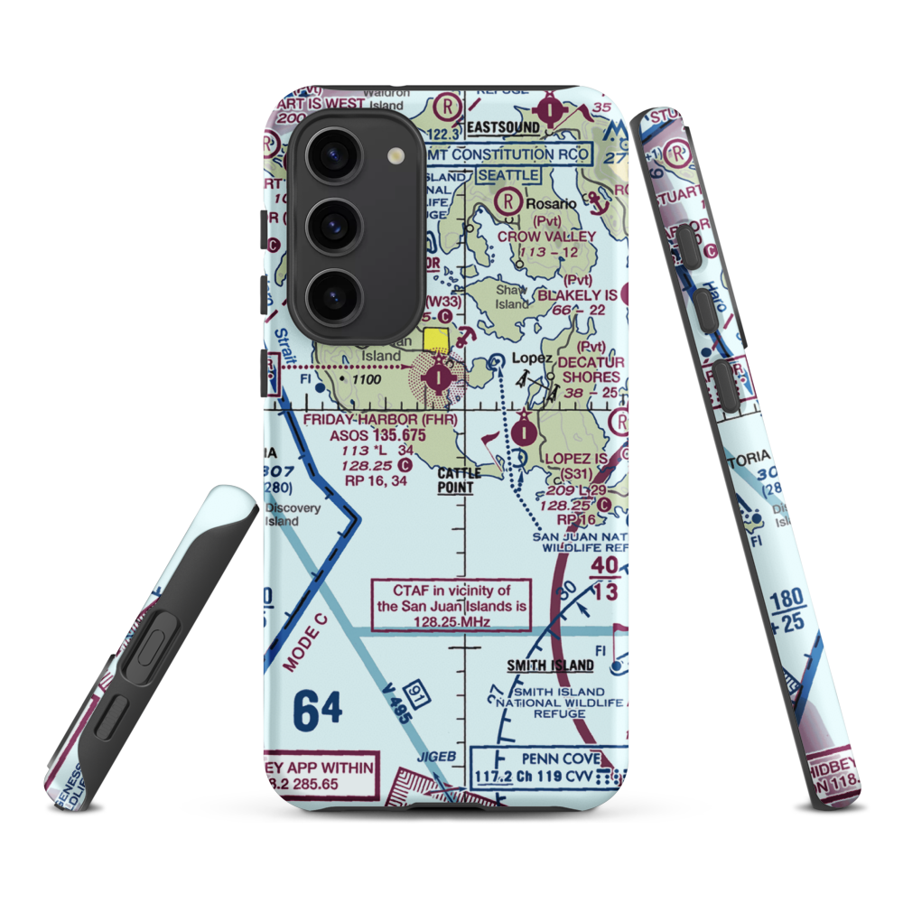Burden Field-(Rabbit Run) Airport (61WA) VFR Sectional Samsung Phone Case Samsung Galaxy S23 Plus model shown