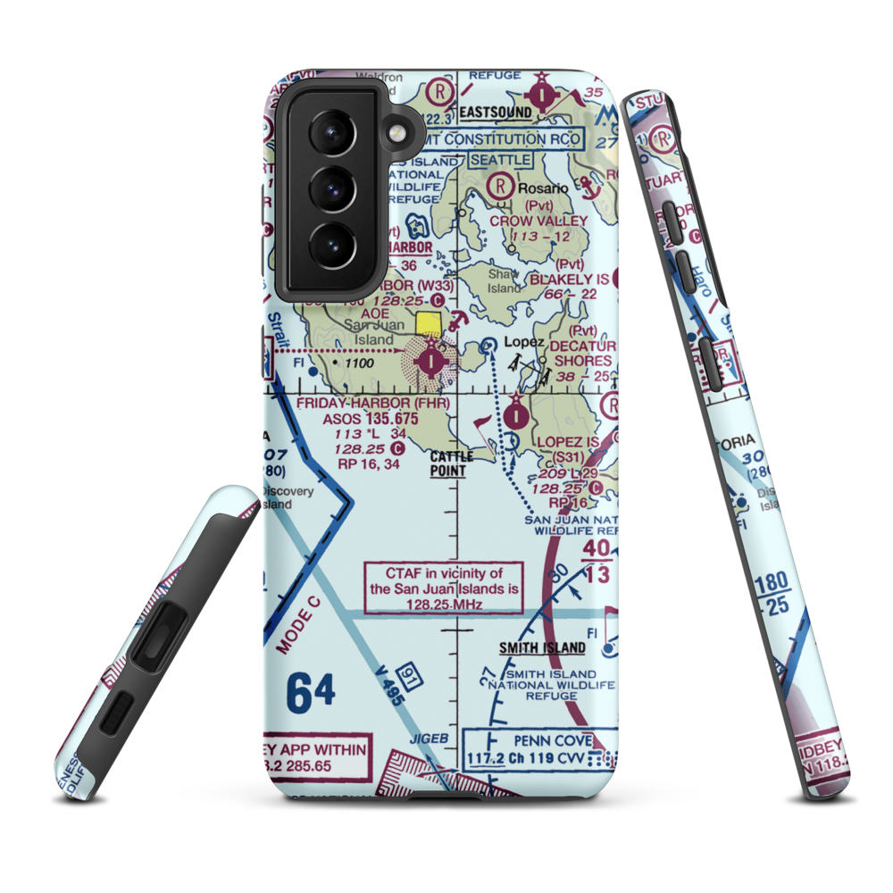 Burden Field-(Rabbit Run) Airport (61WA) VFR Sectional Samsung Phone Case Samsung Galaxy S21 FE model shown