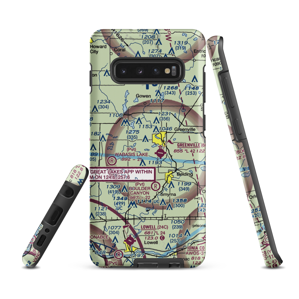 Burgess Lake Seaplane Base (50MI) VFR Sectional Samsung Phone Case Samsung Galaxy S10 Plus model shown