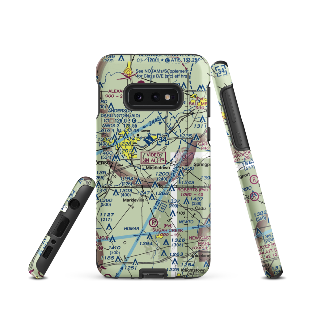 Burk Personal Use Airport (34II) VFR Sectional Samsung Phone Case Samsung Galaxy S10e model shown