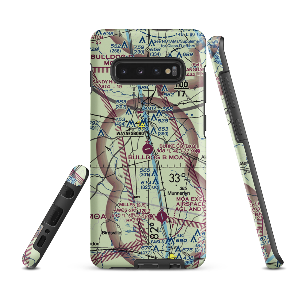 Burke County Airport (BXG) VFR Sectional Samsung Phone Case Samsung Galaxy S10 Plus model shown