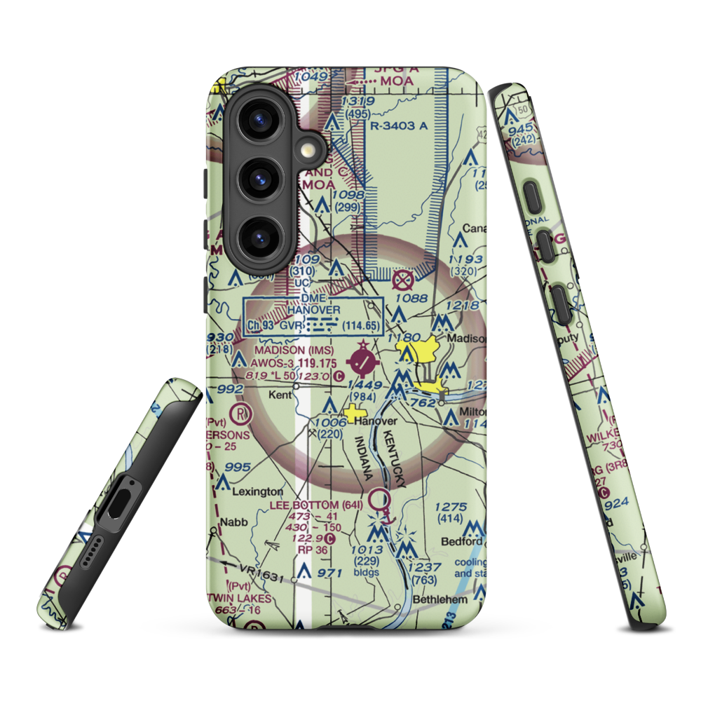 Burke's Airport (II53) VFR Sectional Samsung Phone Case Samsung Galaxy S24 Plus model shown