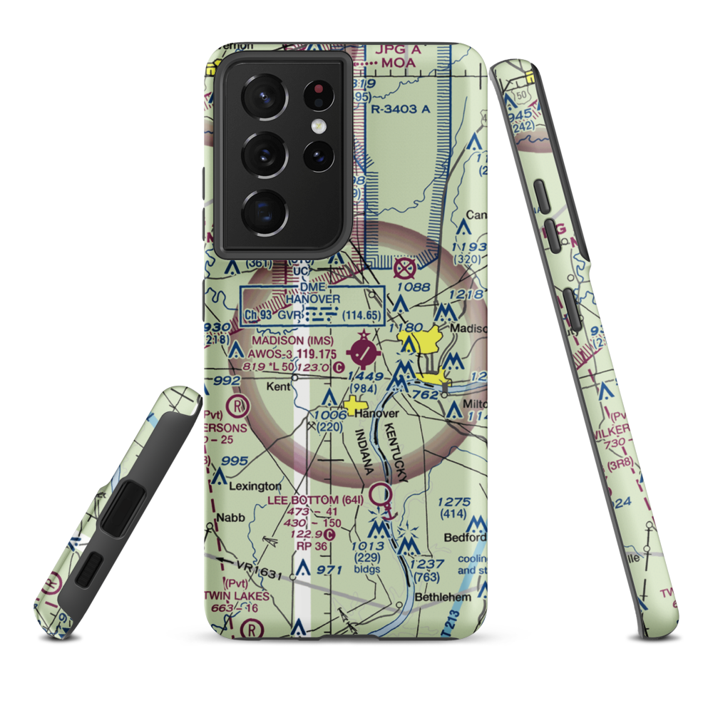 Burke's Airport (II53) VFR Sectional Samsung Phone Case Samsung Galaxy S21 Ultra model shown