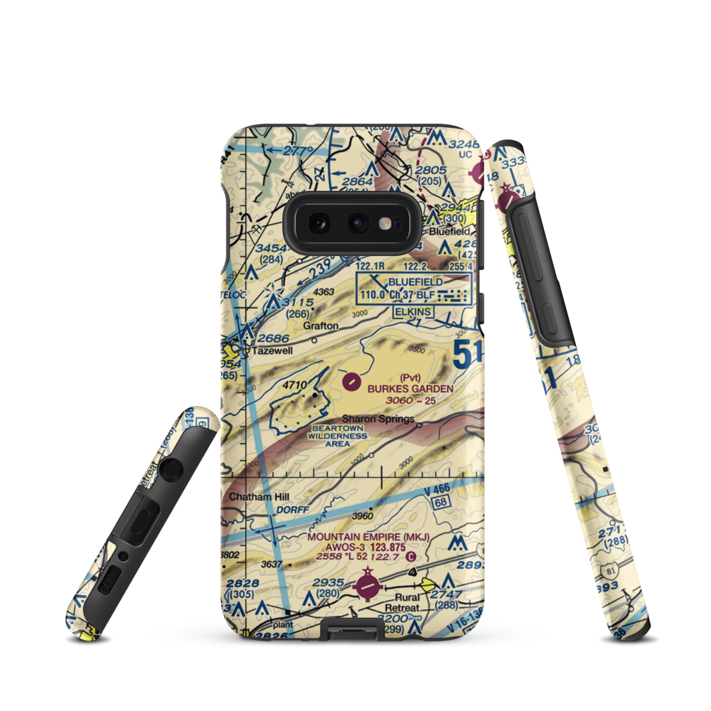 Burkes Garden Airport (VA07) VFR Sectional Samsung Phone Case Samsung Galaxy S10e model shown