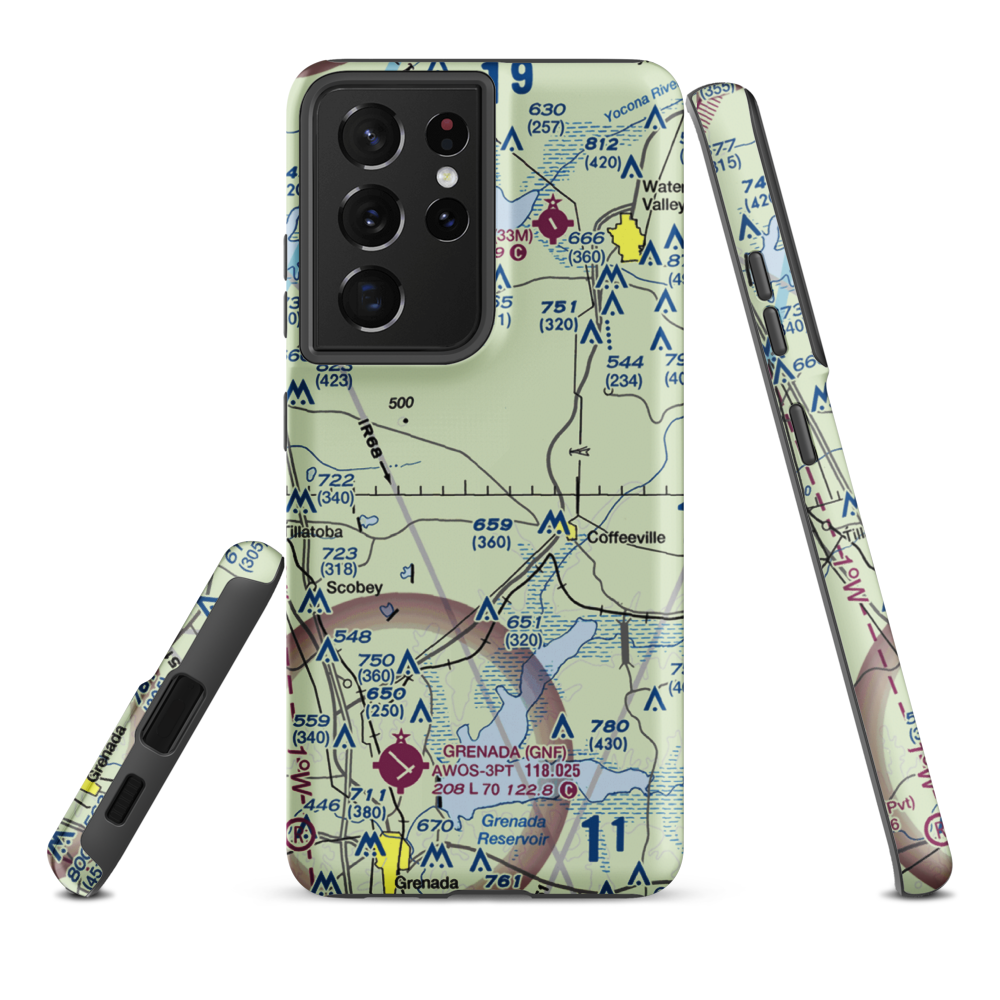 Burney Farms Airport (MS54) VFR Sectional Samsung Phone Case Samsung Galaxy S21 Plus model shown
