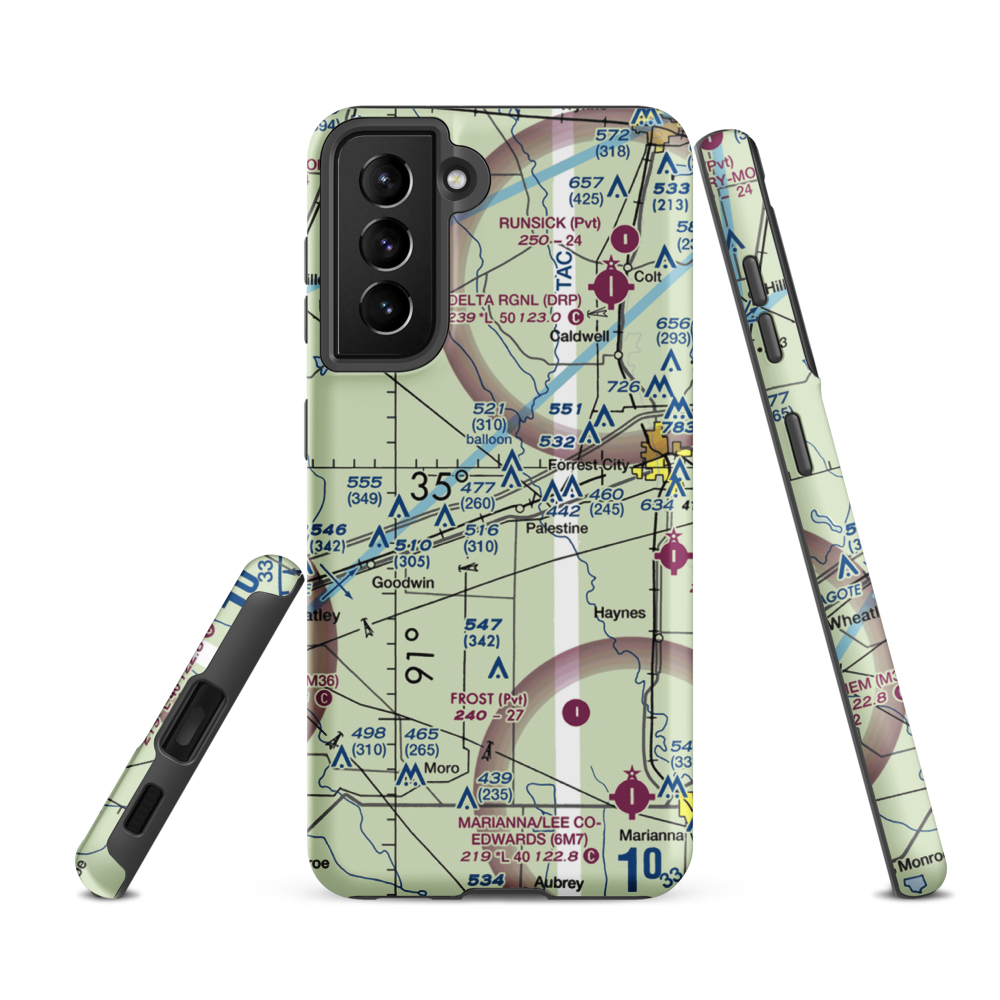 Burns Aerodrome (AR17) VFR Sectional Samsung Phone Case Samsung Galaxy S21 FE model shown