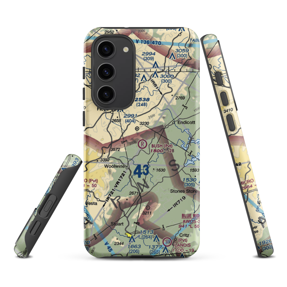 Bush Airport (6VA9) VFR Sectional Samsung Phone Case Samsung Galaxy S23 Plus model shown