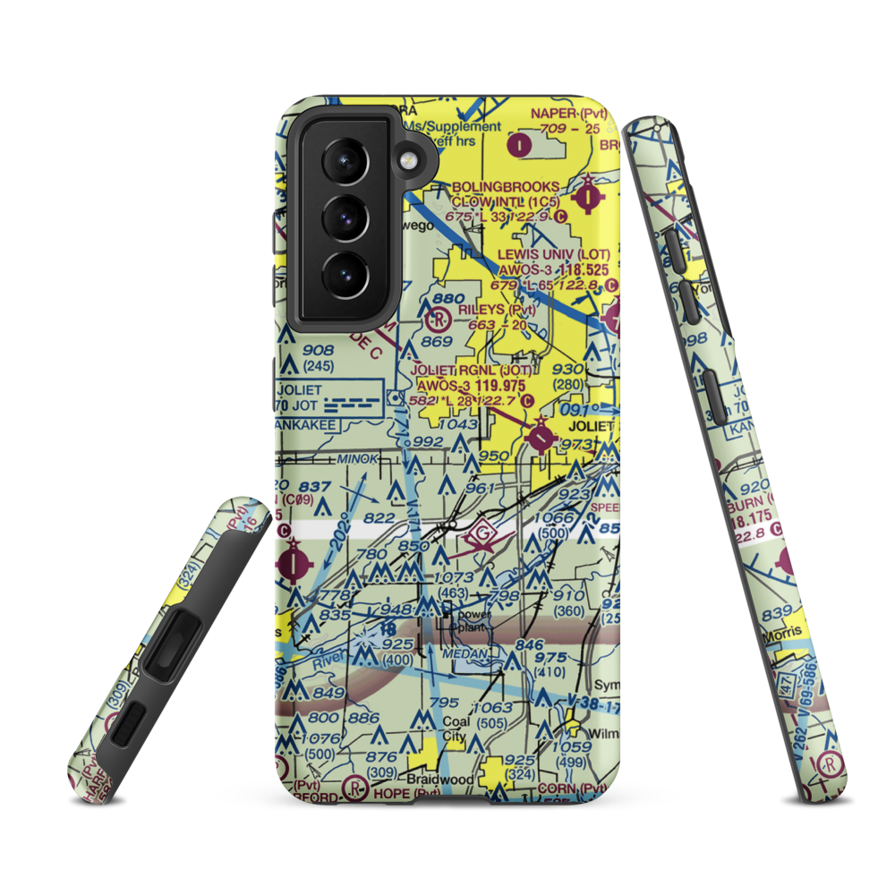 Bushby RLA Restricted Landing Area (87IL) VFR Sectional Samsung Phone Case Samsung Galaxy S21 FE model shown