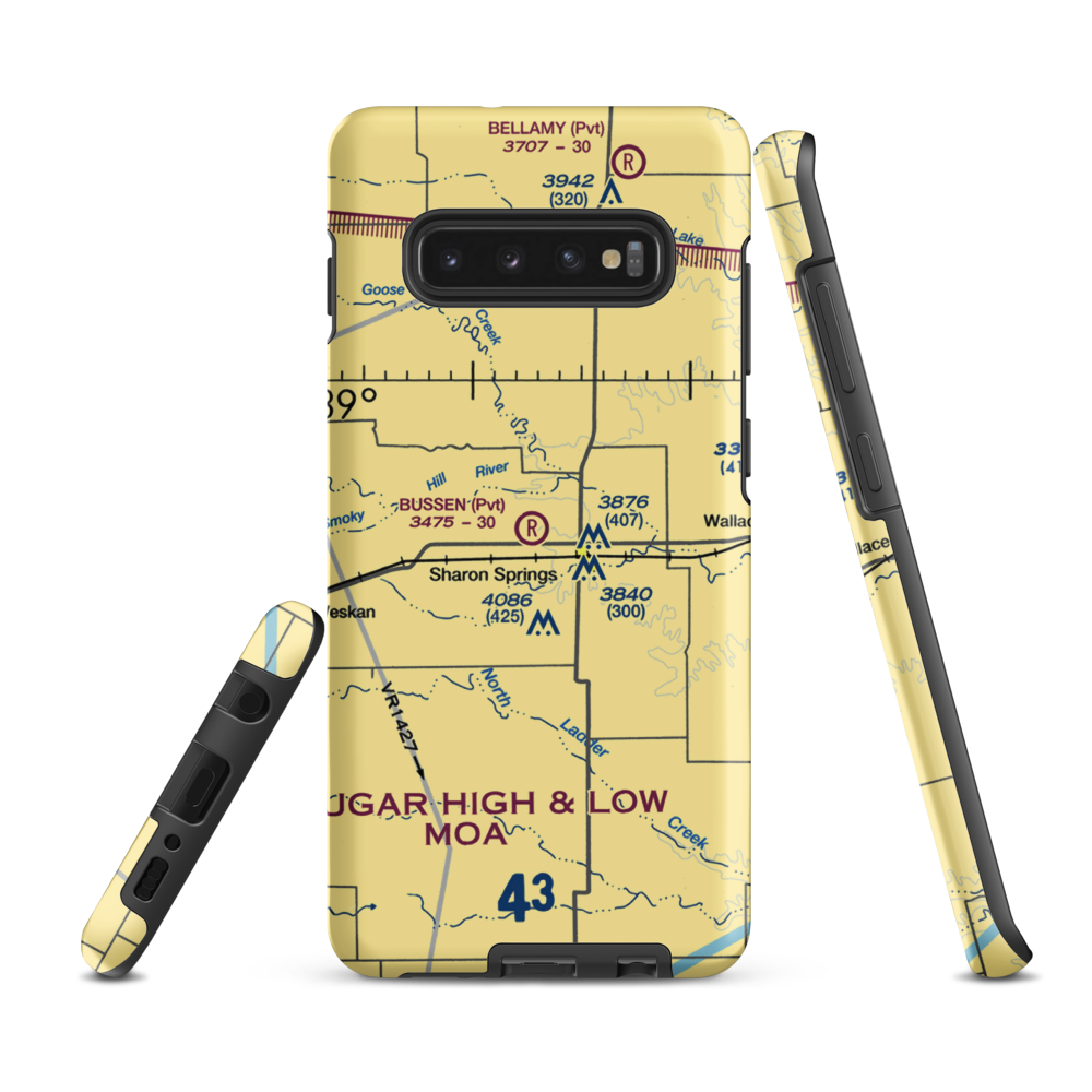 Bussen Airport (6KS4) VFR Sectional Samsung Phone Case Samsung Galaxy S10 Plus model shown