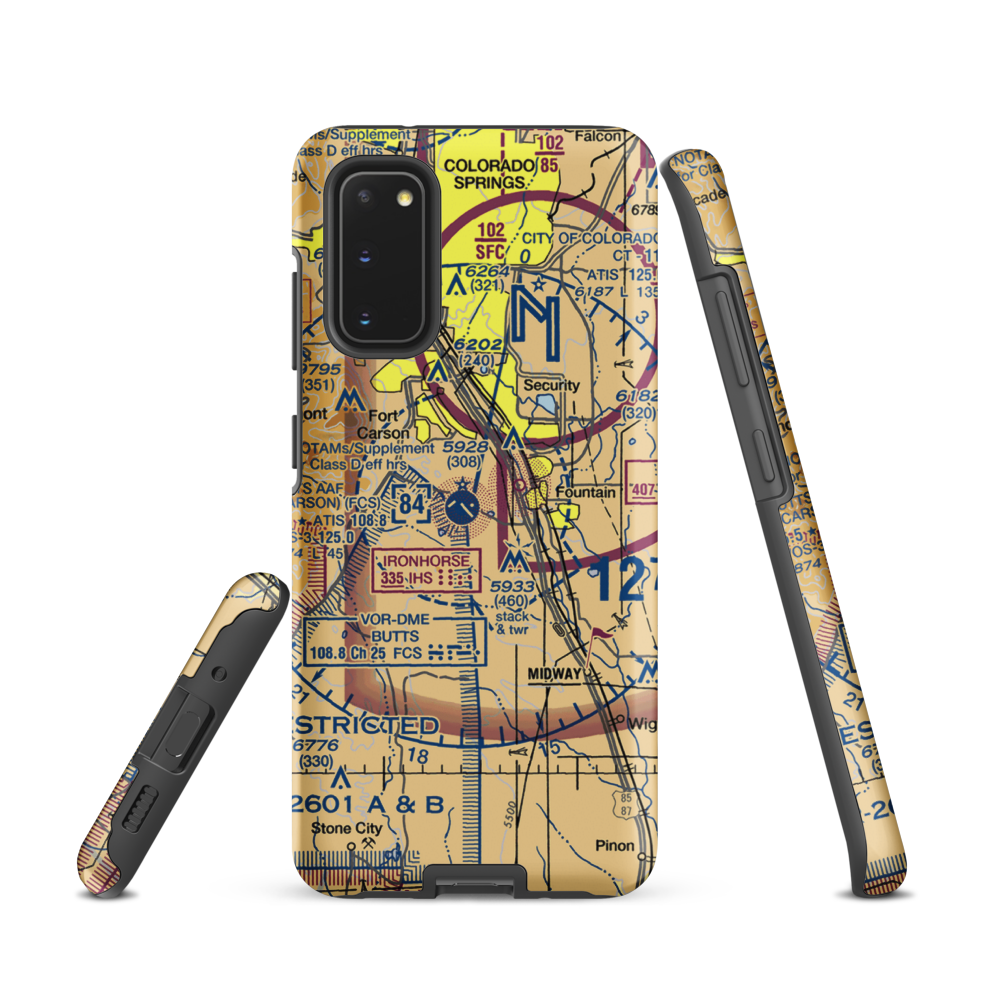 Butts AAF (Fort Carson) Air Field (FCS) VFR Sectional Samsung Phone Case Samsung Galaxy S20 model shown