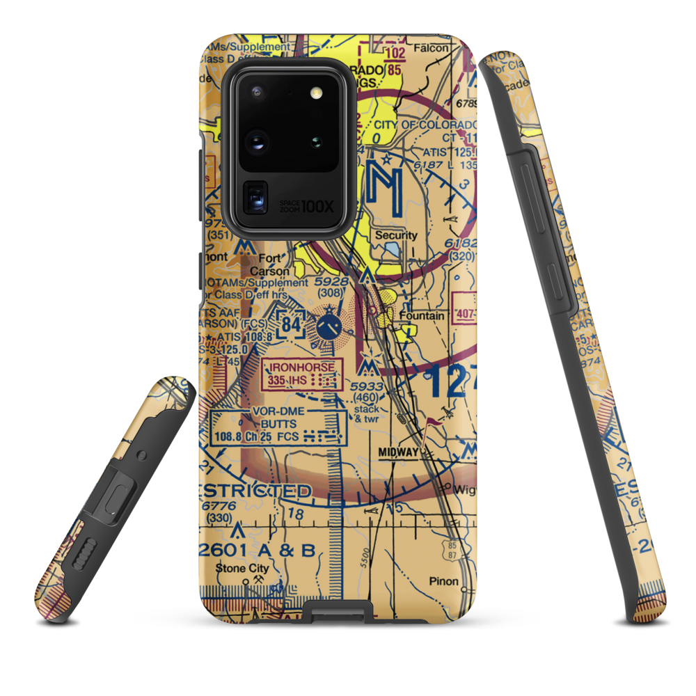 Butts AAF (Fort Carson) Air Field (FCS) VFR Sectional Samsung Phone Case Samsung Galaxy S20 Ultra model shown