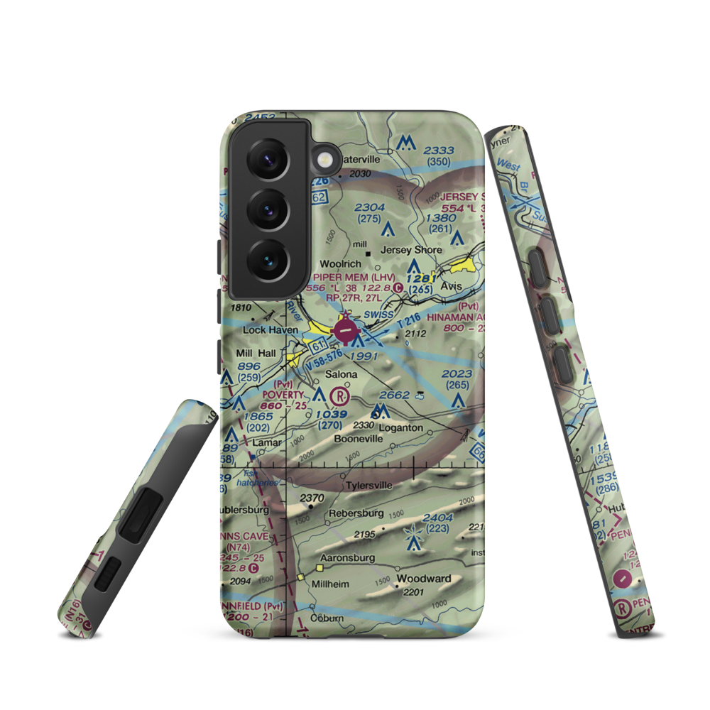 Buzzards Field (PA18) VFR Sectional Samsung Phone Case Samsung Galaxy S22 model shown