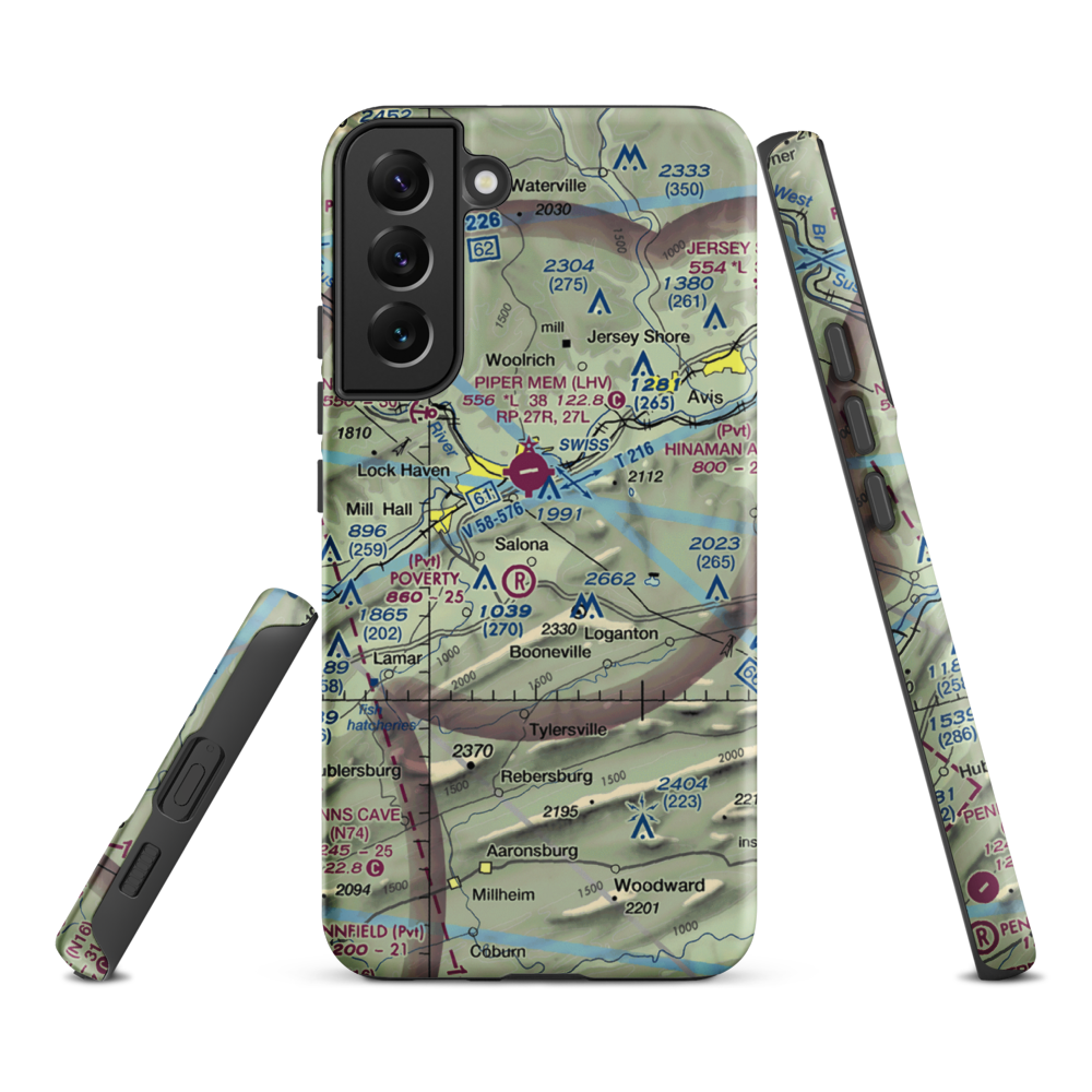 Buzzards Field (PA18) VFR Sectional Samsung Phone Case Samsung Galaxy S22 Plus model shown