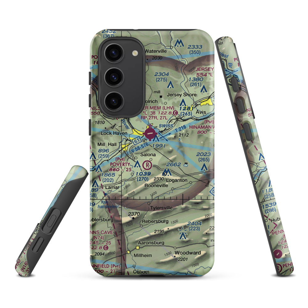 Buzzards Field (PA18) VFR Sectional Samsung Phone Case Samsung Galaxy S23 Plus model shown