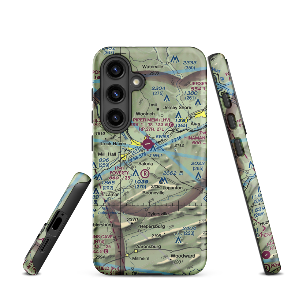 Buzzards Field (PA18) VFR Sectional Samsung Phone Case Samsung Galaxy S24 model shown