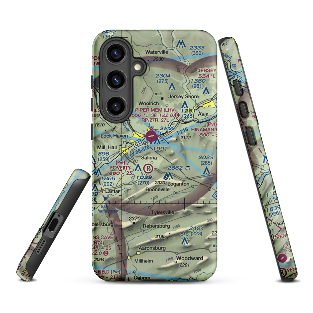 Buzzards Field (PA18) VFR Sectional Samsung Phone Case Samsung Galaxy S24 Plus model shown
