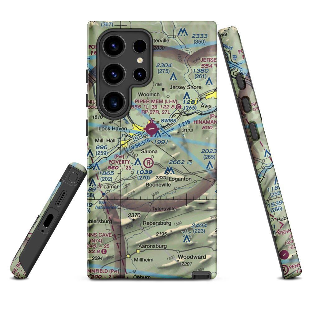 Buzzards Field (PA18) VFR Sectional Samsung Phone Case Samsung Galaxy S24 Ultra model shown