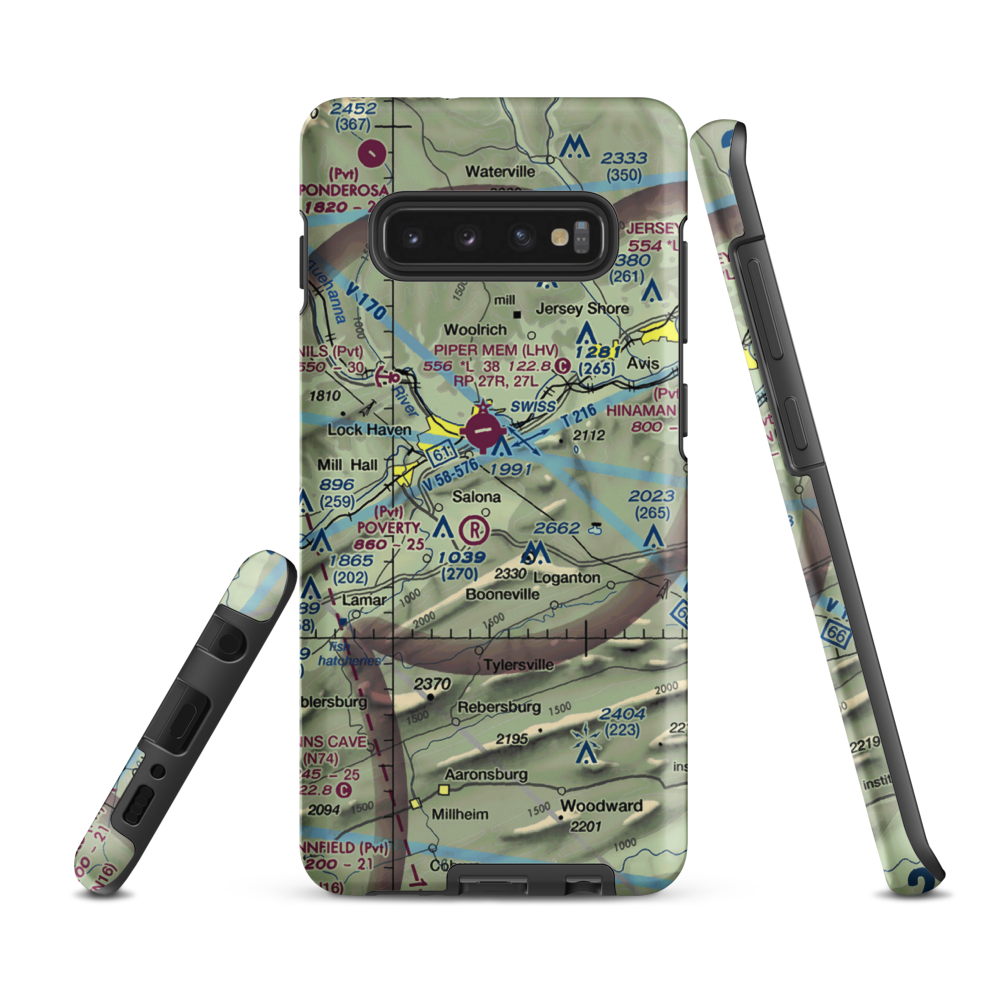 Buzzards Field (PA18) VFR Sectional Samsung Phone Case Samsung Galaxy S10 Plus model shown